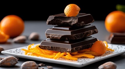Delicious Stack of Rich Chocolate Bars with Tempting Layers and Texture