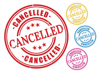 Cancelled Label Vector Pack, Multicolor Grunge Rubber Stamp Collection  