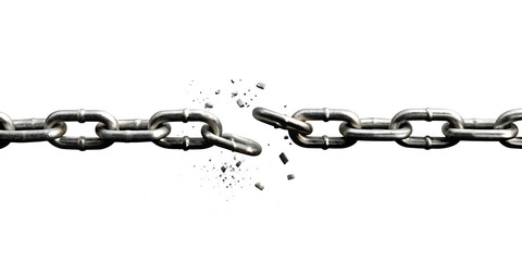 Broken metal chain with debris isolated on a transparent background broken chain