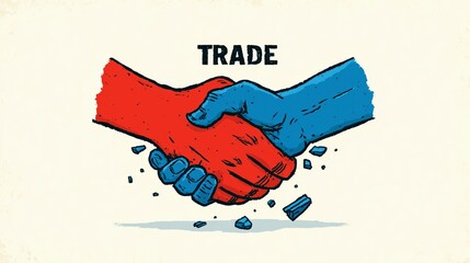 Cracking Handshake Symbolizing Fragile US-China Trade Agreement – Economic Conflict Concept