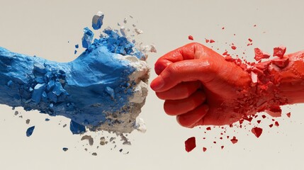 Exploding Fists Symbolizing US-China Trade War – Economic and Political Conflict Concept