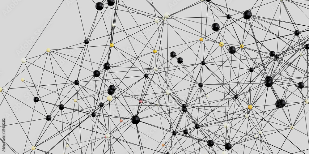 Poster abstract image of interconnected nodes, representing network, data, or connections.