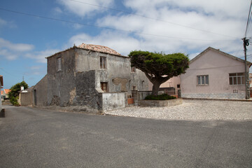 Rural Road and Traditional Houses in Portugal
