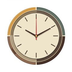 Beige Round Wall Clock With Colorful Segments