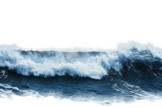 Crashing ocean waves with white foam isolated on a transparent background water - Powered by Adobe