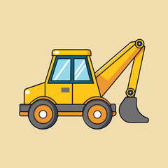 Naklejka premium JCB Machine Vector Illustration – Construction Excavator Equipment on White Background