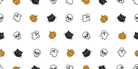 ハロウィンアイコンのシームレスパターン・背景素材
Seamless Pattern of Halloween Icons Background Design