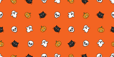 ハロウィンアイコンのシームレスパターン・背景素材
Seamless Pattern of Halloween Icons Background Design