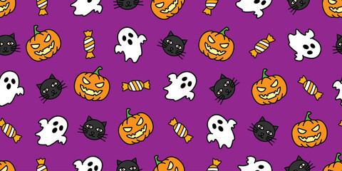 ハロウィンアイコンのシームレスパターン・背景素材
Seamless Pattern of Halloween Icons Background Design