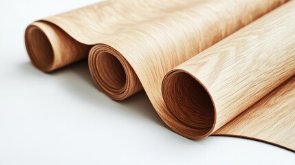 Rolled wood veneer material.