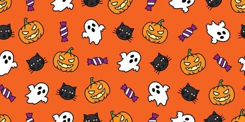 ハロウィンアイコンのシームレスパターン・背景素材
Seamless Pattern of Halloween Icons Background Design