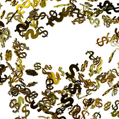 Flying money on white background.