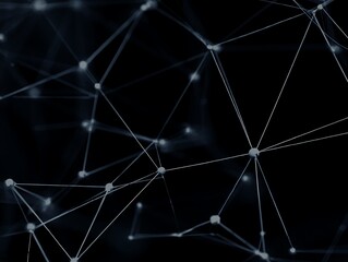 Network connection illustration with light gray lines and dots.