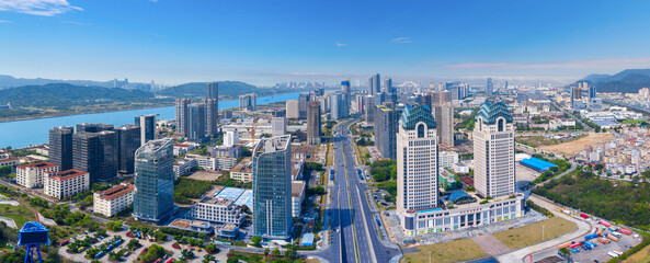 dCityscape of Hengqin Free Trade Zone, Xiangzhou District, Zhuhai City, China