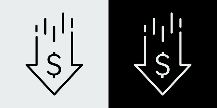 Financial and economic decrease icon