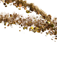 gold  Shower: Dynamic 3D Illustration of Dancing gold Confetti