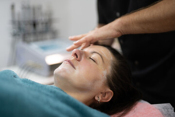 girl at a cosmetologist during treatment procedures