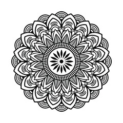 Intricate Mandala Design Vector   Black and White Floral Line Art for Coloring and Decor.