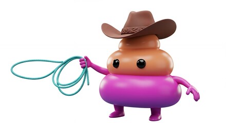 Cartoon cowboy poo character