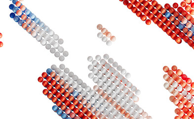 Abstract Colorful Beads Background: Red, White, Blue Spheres