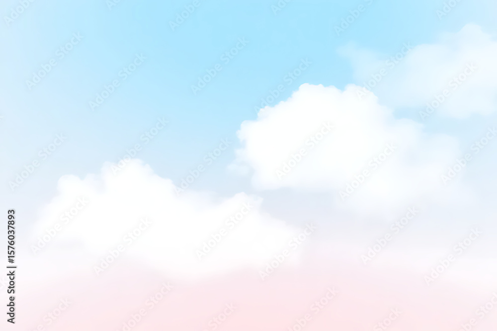 Aufkleber pastel sky background with fluffy white clouds floating in a gradient of light blue and soft pink co