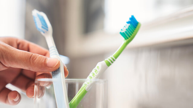 Tooth brushing and dental health concept