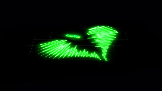 broken heart icon animation on blck screen background,