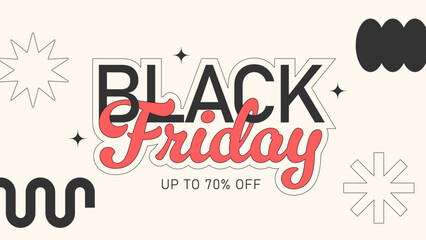 Minimal Black Friday design with abstract decorative shapes for advertising and promotion. Vector illustration