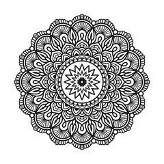 Intricate Mandala Design Vector   Black and White Floral Line Art for Coloring and Decor.