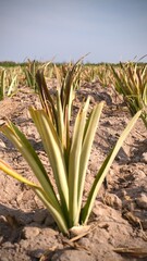 Pineapple plantation in the countryside of Thailand, South East Asia