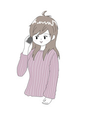 スマホで電話をしてる女性