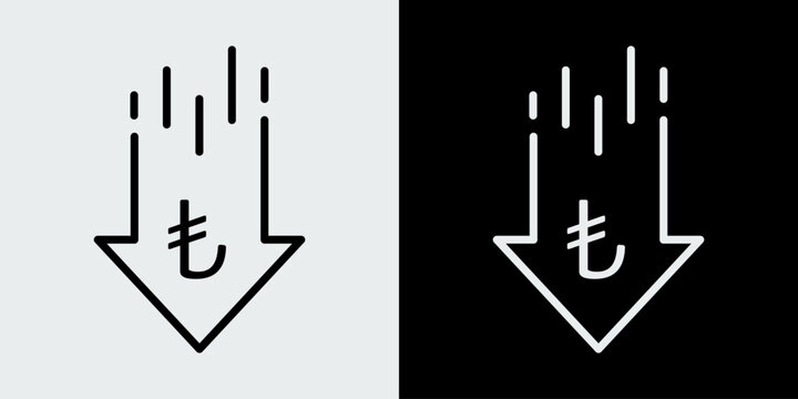 Financial and economic decrease icon
