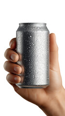Human Hand Grasping a Refreshing Drink Isolated on Clear Background