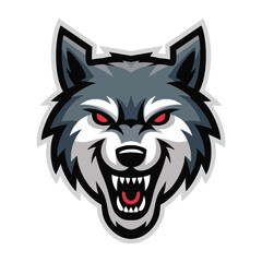 Furious Gray Wolf Head Mascot Vector Illustration for Esports or Branding