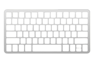 Silver keyboard with white keys isolated on a transparent background technology