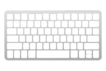 Silver keyboard with white keys isolated on a transparent background technology