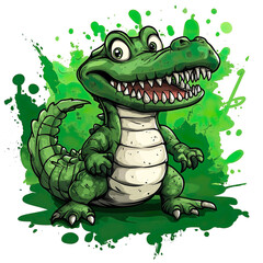 Fototapeta premium A crocodile in graffiti style illustration isolated on a white background