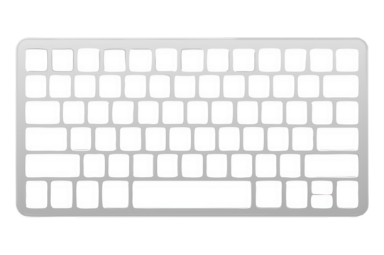 Silver keyboard with white keys isolated on a transparent background technology