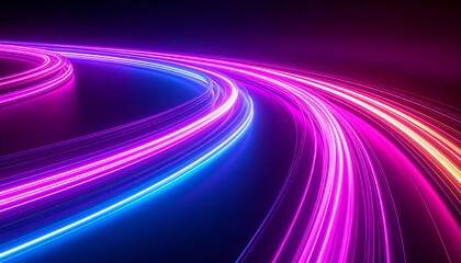 Electric glowing energy lines, colorful glowing streaks in motion