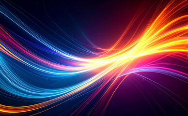 Electric glowing energy lines, colorful glowing streaks in motion