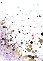 Vibrant confetti explosion, ideal for festive designs.  Red, blue, gold, and black.