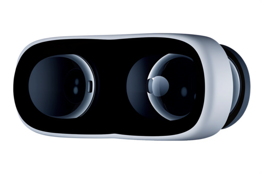 Vision headset front view sleek design isolated on a transparent background virtual reality headset