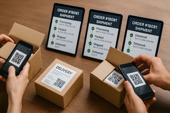  
A user-friendly illustration of delivery tracking and order management. - Powered by Adobe