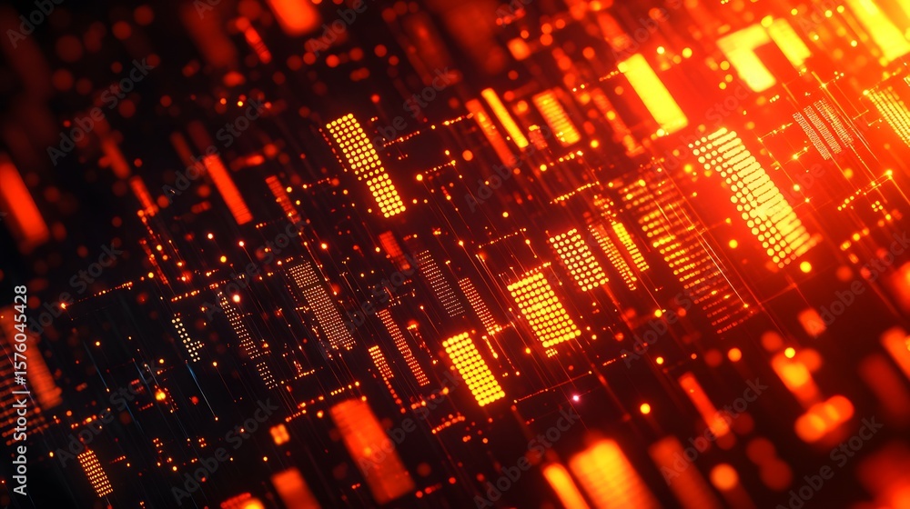 Poster abstract illustration of glowing circuit board patterns.
