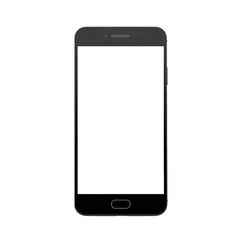 Smartphone with empty screen mockup isolated on transparent background