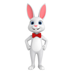 Obraz premium a 3d animated bunny character in white stands against a plain backdrop