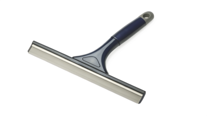 Blue gray squeegee with silver blade isolated on a transparent background cleaning