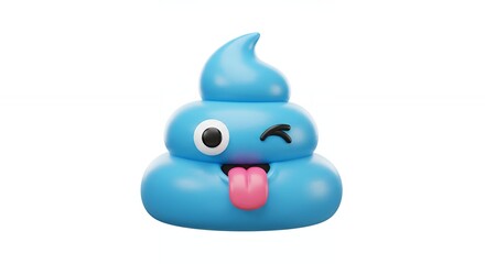 Funny light blue poo emoji