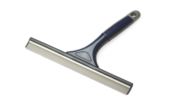 Blue gray squeegee with silver blade isolated on a transparent background cleaning