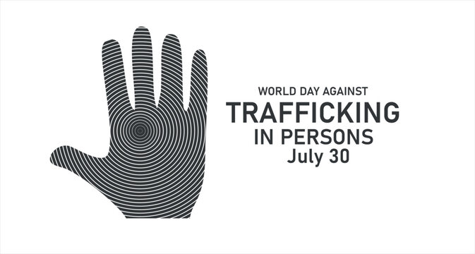 hand World day against trafficking in person observed every year in July 30. Template for background, banner, card, poster with text inscription.